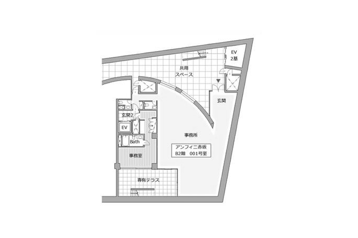 物件写真10｜赤坂オフィス｜地下2Fの開放的な空間