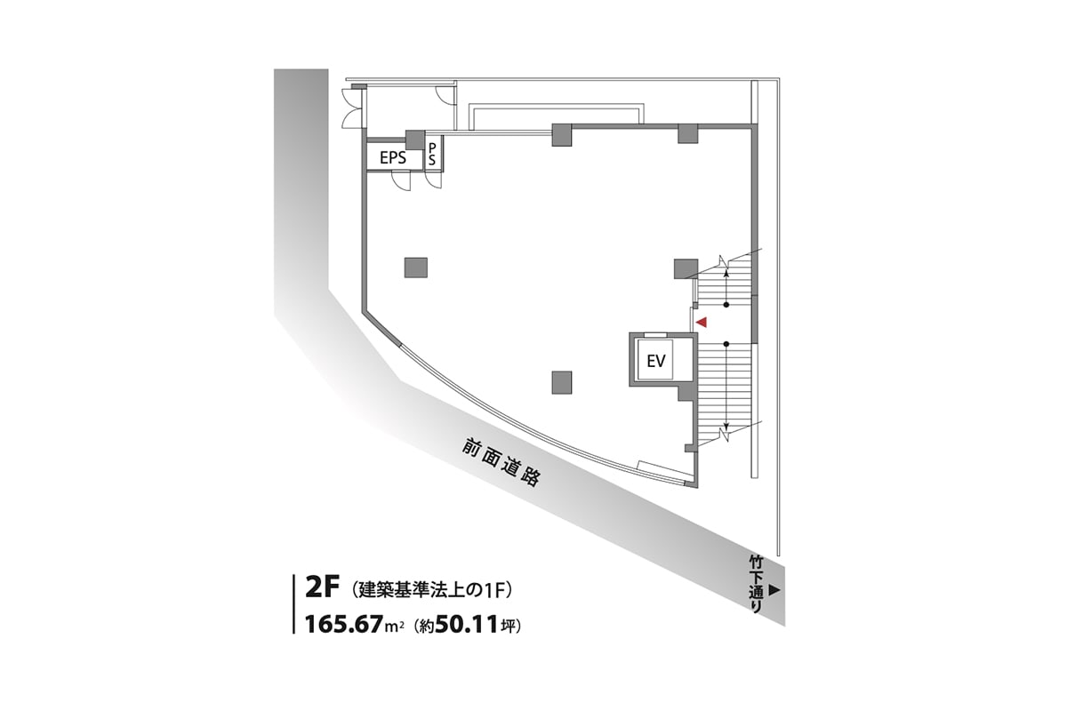 物件写真10｜神宮前オフィス｜天井高3.5m視認性の高い居抜き空間